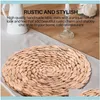 Mats Decoration Assories Kitchen Dining Bar Home Gardenmats Pads 6 Pack Round Water Hyacinth Placemat Quality Woven Wicker Tab21087399