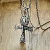 9pcs/lots Egyptian Life Cross Charms Pendant Necklaces DIY Jewelry 23.6 inches Chains Christmas gift 3 color select T-40