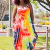 Print Plus Size Jurken voor Vrouwen Mouwloze Losse 4XL 5XL Casual Dames Tie Dye Zomer Maxi Lange Jurk Mode 210527