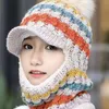 Beanies Beanie/Skull Caps Kvinnor tjockare stickad hatt Värmning av ull Pullover Riding Snow Scarf Set Practical Female Fashion Hats Autumn