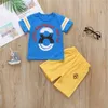 Crianças de verão Conjuntos Moda Meninos Manga Curta O Pescoço T-shirt Calças Bonito Meninas Roupas 9m-5T 210629