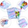 100 SZTUK LOT Aluminiowe Wouch Plastikowe Torby Opakowania Holograficzne Zamek Zipper Resealable Torba do przechowywania z otworem do przekąski