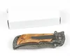 6ピース高品質のフリッパー折りたたみナイフ440cドロップポイントブレードスチール+木製ハンドルアシストファストオープンフォルダーナイフ