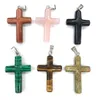 40x28mm Natuurlijke Crystal Stone Cross Charms Hangers voor Ketting Sieraden Maken