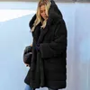 Winter Women High Quality Faux Rabbit Fur Coat Luxury Long Loose Lapel Over Thick Warm Female Plush s Black 211220