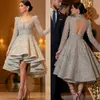 Arabic Dubai A Line Evening Dresses Long Sleeve Tiered Ruffles Skirts Beading Party Gowns Red Carpet Fashion Prom Dress vestidos