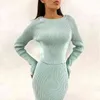 Tracksuit Women's Knitted Sweater Skirt Two Piece Set Women Slim Fit Crop Tops Female Skirts Suits Outfits 211106