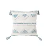 Coussin/oreiller décoratif bleu blanc lin broderie couverture glands géométrique décor à la maison coussin taie d'oreiller Sham 30x100 cm/45x45 cm