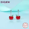 Sweet Cute Red Enamel Apple Stud for Kids Children Girls 925-Sterling Silver Earrings Jewelry Christmas Day Gift