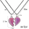 Splice Friend Broken Heart Pendant necklace Color Changing Temperature sensing necklaces women Children Fashion jewelry will and sandy