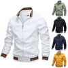 Winter Zipper Men Jackets Stripe Casual Fleece Thick Coats Fashion Men's Windbreaker Stand Collar Slim Fit Bomber Jacket 210603