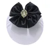 Large Satin Hair Bows With Wide Nylon Headband Girls Kids Pearl Rhinestone Headband Turban Child Girls Hair Accessories