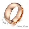 Anéis de casamento Ins tungsten para homens de cor dourada de joalheria de joias presentes de mulheres acessórios de damas gravadas Bijoux Homme 8mm