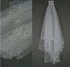 Voile de mariée blanc ivoire deux couches accessoires de mariage en tulle doux voiles de mariage avec cristal Velo de novia273A