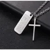 Les colliers pendants offrent une marque de l'armée cool croix chrétien périapt prier pour les bijoux en acier inoxydable soldat masculin