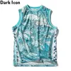 Volledige gedrukte sportstijl heren tank top zomer mesh jersey materiaal tank tops man 210603