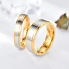 Bagues de Couple brillantes en acier titane doré, polies à la main et polies, bijoux à rétention de couleur longue durée, 4mm 6mm