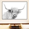 Vaca Highland Canvas Art Pinturas Nordic Estilo Pôsteres Impressão para sala de estar, Bedroom Canvas Posters Animal