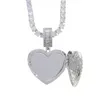 Custom Po Necklace Can Open Heart Men Women Charm HipHop Bling Iced Out Jewelry Solid back For Gift254a