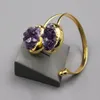 Guaiguai Bijoux Natural Purple Amethyst Druzy Bangle Bracelet Fashion Femmes Bijoux à la mode pour les femmes1755136