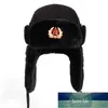 ソビエト軍のミリタリーバッジロシアusanka Bomber帽子パイロットトラッパー航空キャップ冬のフェイクの毛皮のイヤラップ雪の帽子帽子工場価格専門家のデザイン品質