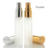 20pcs / lot 5 ML 10 ML 15 ML 20 ML Transparent Mince Verre Pulvérisation Bouteille Échantillon Flacons Portable Mini Parfum Atomiseur Or Argent Cap 211013