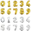 2021 NEW 32 Inch Helium Air Balloon Number Letter Shaped Gold Silver Inflatable Ballons Birthday Wedding Decoration Event Party FAST SHIP