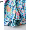 Floral Print Holiday Boho Beach Jumpsuit Mulheres Sexy Cruz V Neck Batwing Sleeve Verão Casual Romper 210514