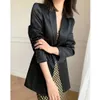 Куртка для женщин Летняя Офис Леди Черный Сатин Slim Sunblock Blazer Wearwear Bleize De Mujer 210608