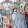 Streetwear Denim Spitze Jacke Mantel Für Frauen Sommer Herbst Stickerei Blume Nähte Mesh Sonnencreme Jeans Weibliche