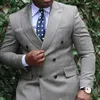Double Breasted Gray Homens Ternos Slim Fit 2 Parte Negócios Negócios Smoking Smoking para Noivo Personalizado Homem Africano Moda Roupas Jaqueta Pant X0909