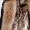 Maomaokong, Chaqueta de Invierno Real Moda, Abrigo Piel Natural, Cuello Mapache Real, Largo Suelto 211019