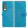 Custodie a portafoglio in pelle di pizzo fiore Datura per Samsung Galaxy Z Fold 4 3 Fold4 Fold3 Supporto per cavalletto moda Flip Cover Goffratura Mandala Borsa per slot per schede henné