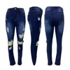 Automne Mode Femmes Slim Fit Jeans Solide Couleur Ripped Trou Gland Stretch Mi-taille Denim Crayon Pantalon Long Pantalon 211129