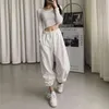 Gray Sweatpants Women Baggy Harem Pants Wide Leg Sweat Pants Oversized Harajuku Joggers Woman High Waisted Black Trousers Y211115