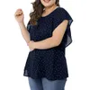 Kvinnors sommar plus storlek Ruffle ärmskjorta Top Polka Dot Chiffon Blouse Casual Plus Storlek Toppar Blusa Femmes 2021 Ny #JJ X0521