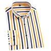 Chemises pour hommes Design jaune blanc rayé marque chemise sociale bouton up formel décontracté élasticité poche-moins travail bureau Blouse 210609