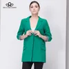 Lente Vrouwen Volledige Mouwen Casual Blazer Dames Plus Size Outwears Single Breasted Long Jacket 210930