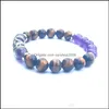 Perlen, Stränge Armbänder Schmuck Armband Männer und Frauen 8mm Amethyst Tigerauge Stein mit langem Silberring Handgelenk Schmuck Drop Lieferung 2021 E