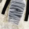 Otoño Invierno Slim Fit Tube Bottoming Dress Sexy Square Neck Mesh Patchwork Off-Hombro Velvet Strap Mini Vestidos Mujer C002 210506