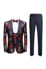 2021 Eleganckie Formalne Groom Mężczyźni Dress Garnitury Ślubne Dla Mężczyzn Drukowane Kwiatowy Tuxedo Groomsmen Wedding Blazer Garnitury / S-6XL X0909