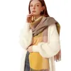 Écharpe en coton tricoté pour femmes, châle Long à pompon en cachemire chaud, à carreaux, de tempérament, automne et hiver 2021