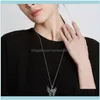 Necklaces & Pendants Jewelryangel Wing Pendant Necklace Butterfly Shaped Love Couple Gift Jewelry Sweater Chain For Girls Female Fashion Lov