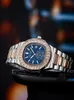 ساعة Wristwatches Men Fashion Watch الأزرق الاتصال الفولاذ المقاوم للصدأ الفولاذ المقاوم للصدأ الماس المثلج حركة الكوارتز جميع العمل مونتر