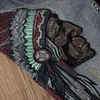 Hochwertige Designer-Modejeans Indians Embroider Retro Ripped Slim Street Straight Plus Size 1701