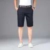 6 färg casual shorts män sommar rakt elastiska affärer mode tunna kort byxor manlig märke khaki beige svart marin 210806