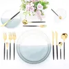 Jankng 24pcs dinnerware set rostfritt stål bestick köksplattor kniv gaffel sked bestick svart guld silver för 6 211228