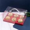 StoBag 10pcs Transparent Portable Packing Box For Cake Handmade Baking Cookies Snack Handle Baby Shower Gift Favor Decoration 210602