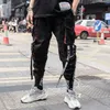 Joggers Cargo Pants for Men Casual Hip Hop Hit Color Pocket Male Trousers Sweatpants Streetwear Ribbons Techwear Pants 201118