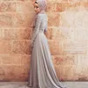 Sparkly Muzułmańskie Suknie ślubne Kryształy Bride Dress Perły Zroszony Saudyjska Arabska Dubai Abaya Długie Rękawy Szyfonowa Formalna Recepcja Suknie ślubne 2021